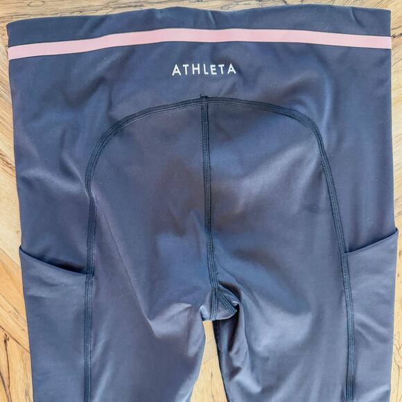 Athleta Ultimate Stash Pocket Ignite 7/8 Tight Legging, Black & Pink, Medium - Picture 5 of 10
